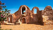 The northern Sahara ghorfa storage graneries of the traditional Berber mud brick fortified Ksar of Hedada or Hadada,near Tetouin,Tunisia,the setting of Mos Espa's Slave Quarters in Star Wars: Episode I The Phantom Menace.