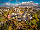Herbst-Kopavogur, ein Vorort von Reykjavik, Island.
