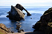 Bow Fiddle Rock Sea Arch, Portknockie, Schottland, Highlands, Vereinigtes Königreich.