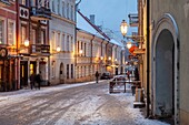 Winter evening in Vilnius old town,Lithuania.