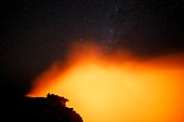 Erta Ale volcano at night. Danakil Depression desert in Ethiopia. Africa.