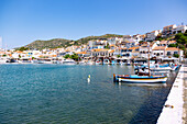 Old town and fishing port of Pythagorion with ancient pier on Samos island in Greece