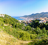 Samos town overlooking Ano Vathy on Samos island in Greece