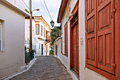 Alley in Ano Vathy at Samos town on the island of Samos in Greece