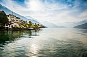 Hotels and houses by the lake, Weggis, Lake Lucerne, Canton of Lucerne, Switzerland