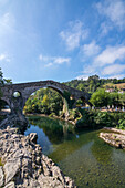 Roman bridge, Cangas de Onis, Asturias, Spain, Europe