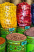 Spices for sale in souk, Medina, Marrakech, Morocco, North Africa, Africa
