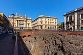 Stesicoro square, Roman amphitheatre, Catania, Sicily, Italy, Europe