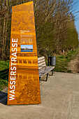 Information sign Wasserstrasse am Rhein, Germersheim am Rhein, Rhineland-Palatinate, Germany, Europe