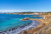 Strand von Rayolet, Insel Grand Gaou, Six-Fours-les-Plages, Provence-Alpes-Cote d'Azur, Frankreich, Mittelmeer, Europa