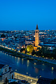 City view with river Adige, Church of Santa Anastasia, Verona, Veneto, Italy