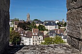 view of the vaugueux quarter from the parapet walk on the ramparts of the castle, caen, calvados, normandy, france