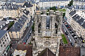 the uncompleted lantern tower of the saint-jean church, caen, calvados, normandy, france