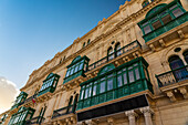 Malta, South Eastern Region, Valletta, Low angle view of townhouse