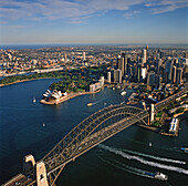 Australia, Sydney, Aerial view of city and bay