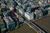 UK, London, Aerial view of Blackfriars Bridge crossing River Thames
