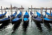 Gondolas with San Giorgio Maggiore in Background, Venice, Italy