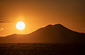 Sonnenuntergänge über den Cerrillos, von El Dorado, Santa Fe, NM, USA