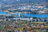 Australia, Australian Capital Territory, Canberra, Cityscape with Lake Burley Griffin