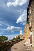 Italien, Toskana, Val D'Orcia, Pienza, Gebäude aus Stein in der Altstadt