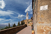 Italy, Tuscany, Val D'Orcia, Pienza, Stone buildings in old town