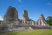 Maya-Ruinen, Struktur 1, archäologische Zone Xpujil, Rio Bec-Stil, in der Nähe von Xpujil, Bundesstaat Campeche, Mexiko, Nordamerika