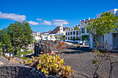 View of hotel overlooking Rubicon Marina, Playa Blanca, Lanzarote, Canary Islands, Spain, Atlantic, Europe