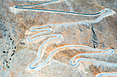 Haarnadelkurven der Bergstraße von oben, Luftaufnahme, Insel Kreta, griechische Inseln, Griechenland, Europa