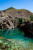 Turquoise water pools, Ain Sahlounout, Salalah, Oman, Middle East