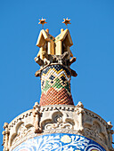 Gebäudedetail, Hospital de la Santa Creu i de Sant Pau, das Jugendstil-ehemalige Krankenhaus von Barcelona, Barcelona, Katalonien, Spanien, Europa
