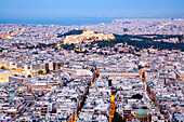 Luftaufnahme der Akropolis und der Stadt Athen, Attika, Griechenland, Europa