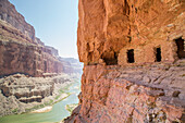 Ancient Nankoweap granary high above the Colorado River through the Grand Canyon, Grand Canyon National Park, UNESCO World Heritage Site, Arizona, United States of America, North America