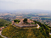 Luftaufnahme von Campello Alto, Campello sul Clitunno, Perugia, Umbrien, Italien, Europa