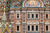 The exterior mosaic of the Church of the Savior on Spilled Blood (Tserkov Spasa na Krovi), UNESCO World Heritage Site, St. Petersburg, Russia, Europe
