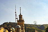 Famous view to Mtatsminda hill in Tbilisi, capital city of Georgia
