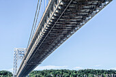 George Washington Bridge, Hudson River, low angle view from New York City, New York to Fort Lee, New Jersey, USA
