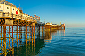 View of Brighton Palace Pier in late afternoon sunshine, Brighton, East Sussex, England, United Kingdom, Europe