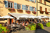 Place de Chateau St. Leon, Eguisheim, Alsace, Alsatian Wine Route, Haut-Rhin, France, Europe