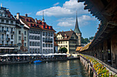 Kapellbrucke (Kapellbrücke), Holzsteg, Luzern, Schweiz, Europa