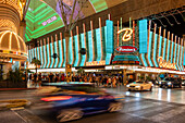 Binions Gambling Hall and Hotel and The Fremont Experience at night, Fremont Street, Las Vegas, Nevada, United States of America, North America