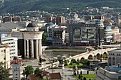 Blick von der Festung Kale auf die Hauptstadt Skopje, Nordmazedonien