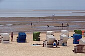 at the city beach of Wyk with mudflats on the island of Foehr, Wadden Sea National Park, North Friesland, North Sea coast, Schleswig-Holstein