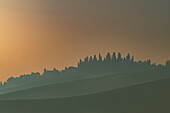 Sunrise in the Crete Senesi, Province of Siena, Tuscany, Italy, Europe