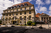 König Albert Theater and former spa hotel Sachsenhof on Theaterplatz, Bad Elster, Vogtland, Saxony, Germany