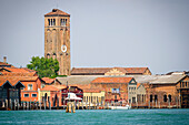 Clock tower and docks, Murano, Veneto, Italy