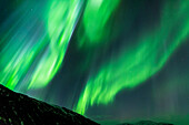 Europa, Nordisland, in der Nähe von Akureyri. Nordlichter leuchten.