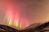 Europe, North Iceland, Near Akureyri. Northern Lights glowing.