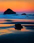 USA, Oregon, Bandon. Face Rock sea stack at sunset