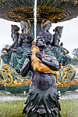 Statue in Fountain. Place de la Concorde. Paris.