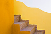 Greece, Santorini. Stairs and building shapes.